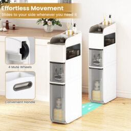 Gainoom 4-Tier Bathroom Storage Cabinet White 18 Cm Narrow Floor Organizer With 2 Drawers - thumbnail 4