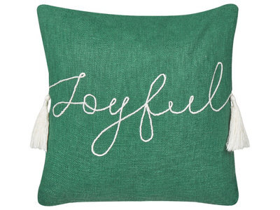 Beliani Throw Cushion Elettaria Cotton 45 X 45 Cm Green Christmas Motif - image 1