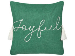 Beliani Throw Cushion Elettaria Cotton 45 X 45 Cm Green Christmas Motif