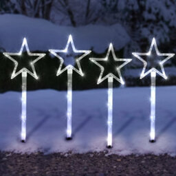 Globrite 4 Pack Star Path Light Battery Operated 60 White Led Lights Stakes Garden Lights With 8 Modes Function For Outdoor Fairy - thumbnail 1