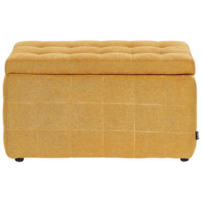 Wyld And Coco Luxe Living Yellow Button-Tufted Fabric Ottoman With Hidden Storage And Seating, 74 X 42 X 40 Cm - image 1