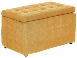 Wyld And Coco Luxe Living Yellow Button-Tufted Fabric Ottoman With Hidden Storage And Seating, 74 X 42 X 40 Cm - thumbnail 3