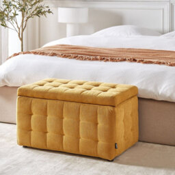 Wyld And Coco Luxe Living Yellow Button-Tufted Fabric Ottoman With Hidden Storage And Seating, 74 X 42 X 40 Cm - thumbnail 2