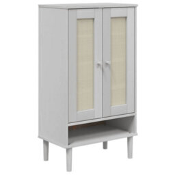Berkfield Shoe Cabinet Senja Rattan Look White 59.5X35X107 Cm Solid Wood - thumbnail 2