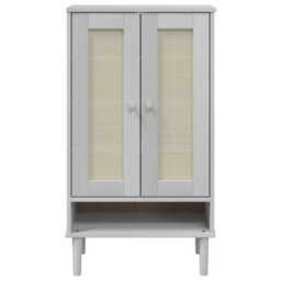 Berkfield Shoe Cabinet Senja Rattan Look White 59.5X35X107 Cm Solid Wood - thumbnail 4