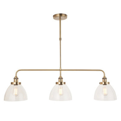 Luminosa Lighting Luminosa Hansen Bar Pendant Ceiling Light Antique Brass Plate, Clear Glass, 3X E27 - image 1