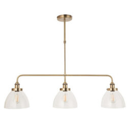 Luminosa Lighting Luminosa Hansen Bar Pendant Ceiling Light Antique Brass Plate, Clear Glass, 3X E27 - thumbnail 7