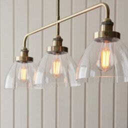 Luminosa Lighting Luminosa Hansen Bar Pendant Ceiling Light Antique Brass Plate, Clear Glass, 3X E27 - thumbnail 5