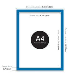 A4 Blue Picture Frame Fits A4 (21 X 29.7Cm - 8.3 X 11.7In) Poster, Photo, Artwork, Or Print. - thumbnail 2