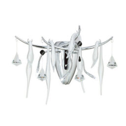 Luminosa Lighting Luminosa Cygnet Wall Lamp 3 Light G4 Polished Chrome/white Glass/crystal, Not Led/cfl Compatible