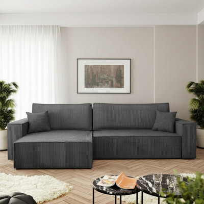 Universal Corner Sofa Bed With Storage Box Function Dark Grey - image 1