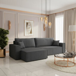Universal Corner Sofa Bed With Storage Box Function Dark Grey - thumbnail 2