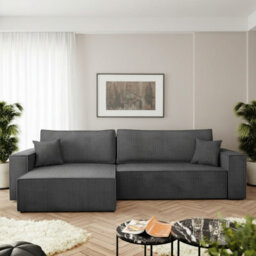 Universal Corner Sofa Bed With Storage Box Function Dark Grey - thumbnail 1
