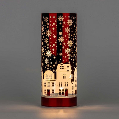 Shatchi 22Cm Christmas Decorated Vase Led Red Glass Vase / Village - image 1