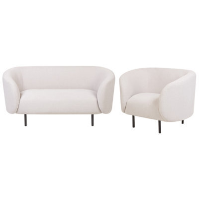 Beliani Living Room Set 3 Seater Loen Fabric Light Beige - image 1