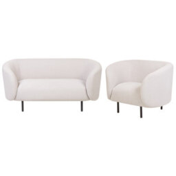 Beliani Living Room Set 3 Seater Loen Fabric Light Beige - thumbnail 1
