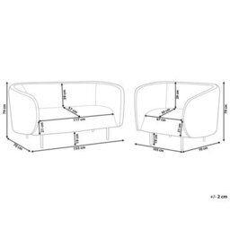 Beliani Living Room Set 3 Seater Loen Fabric Light Beige - thumbnail 3