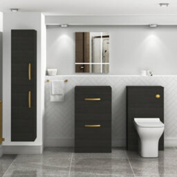 Royal Bathrooms Turin 500mm Hale Black Floor Standing Worktop Vanity Unit - 2 Drawer With Brushed Brass Handle - thumbnail 2