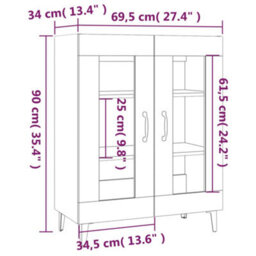 Vidaxl Sideboard Sonoma Oak 69.5X34X90 Cm Engineered Wood - thumbnail 9