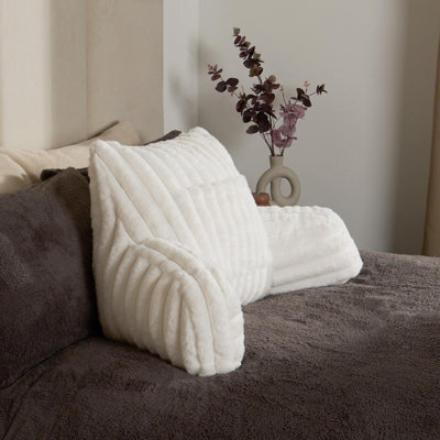 OHS Reading Cushion Faux Fur Fleece Heatable Lumbar Pillow, Cream - One Size - image 1
