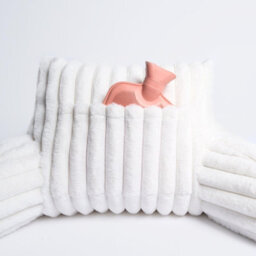 OHS Reading Cushion Faux Fur Fleece Heatable Lumbar Pillow, Cream - One Size - thumbnail 8