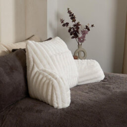 OHS Reading Cushion Faux Fur Fleece Heatable Lumbar Pillow, Cream - One Size