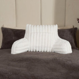 OHS Reading Cushion Faux Fur Fleece Heatable Lumbar Pillow, Cream - One Size - thumbnail 2