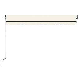 Berkfield Manual Retractable Awning With Led 450X350 Cm Cream - thumbnail 4