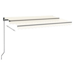 Berkfield Manual Retractable Awning With Led 450X350 Cm Cream - thumbnail 3