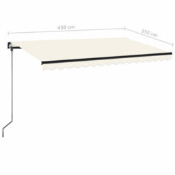 Berkfield Manual Retractable Awning With Led 450X350 Cm Cream - thumbnail 7