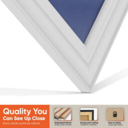 "30X17"" White Classic Vinyl Record Frame With Blue Mount For 12 Inch Lp Album Cover & Disc - Ak Frames" - thumbnail 3