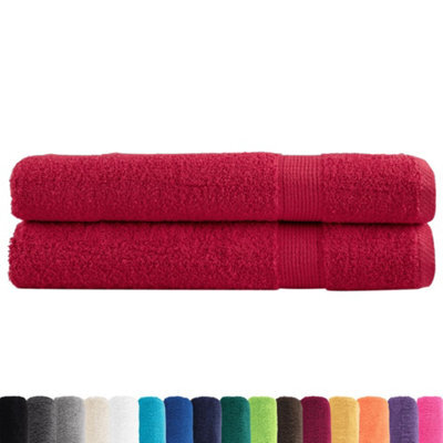Berkfield Durable Premium Sauna Towels Solund 2 Pcs Red 80X200 Cm 600 Gsm