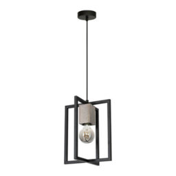 Milagro Ralph Pendant Lamp 1Xe27 Habd Made Industrial Chic Lamp With Natural Wood Giving The Look Of Stone And Rugged Metal - thumbnail 6