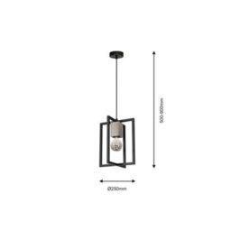 Milagro Ralph Pendant Lamp 1Xe27 Habd Made Industrial Chic Lamp With Natural Wood Giving The Look Of Stone And Rugged Metal - thumbnail 4