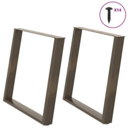 Berkfield Modern Dining Table Legs U-Shaped 2 Pcs Natural Steel 90X(72-73) Cm Steel - thumbnail 2