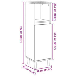 Vidaxl Bathroom Cabinet Artisan Oak 30X30X100 Cm Engineered Wood - thumbnail 3