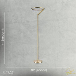 Happy Homewares Designer Floor Lamp In Antique Brass With Large Led Halo Light Ring - thumbnail 7