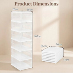 6-Tier Shoe Organizer 2-Pack Folding Plastic Sneaker Storage Boxes - thumbnail 2