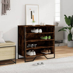 Berkfield Shoe Cabinet Smoked Oak 80X38X78 Cm Engineered Wood - thumbnail 3