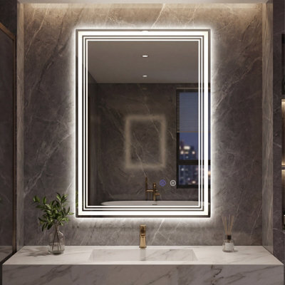 Costway 70 X 50 Cm Led Bathroom Mirror Rectangular Wall Vanity Mirror W/ Anti-Fog - image 1