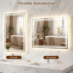 Costway 70 X 50 Cm Led Bathroom Mirror Rectangular Wall Vanity Mirror W/ Anti-Fog - thumbnail 6