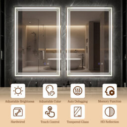 Costway 70 X 50 Cm Led Bathroom Mirror Rectangular Wall Vanity Mirror W/ Anti-Fog - thumbnail 7