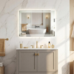 Costway 70 X 50 Cm Led Bathroom Mirror Rectangular Wall Vanity Mirror W/ Anti-Fog - thumbnail 4