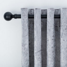 A.unique Home Plain Round Ball Metal Extendable Curtain Pole With Rings And Fittings (25/28mm) - Matte Black, 120Cm - 220Cm Approx - thumbnail 4
