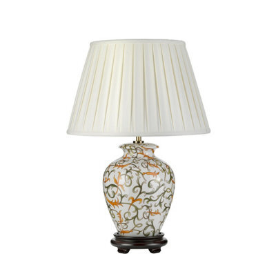Elegant Ivory Shade Table Lamp With Colorful Led Bulb