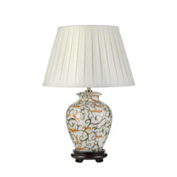 Elegant Ivory Shade Table Lamp With Colorful Led Bulb