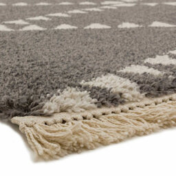 Charcoal Geometric Shaggy Kilim Luxurious Modern Moroccan Rug For Dining Room Bedroom & Living Room-120Cm X 170Cm - thumbnail 4