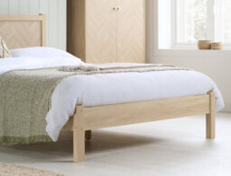 Save On Goods UK 4Ft6 Double Chevron Herringbone Oak Colour Finish Wood Wooden Bed Frame,bedstead - thumbnail 3