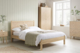 Save On Goods UK 4Ft6 Double Chevron Herringbone Oak Colour Finish Wood Wooden Bed Frame,bedstead - thumbnail 2
