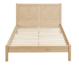 Save On Goods UK 4Ft6 Double Chevron Herringbone Oak Colour Finish Wood Wooden Bed Frame,bedstead - thumbnail 8